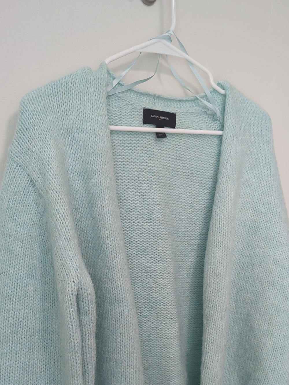 Banana Republic Light Aqua Open-Front Knit Cardigan